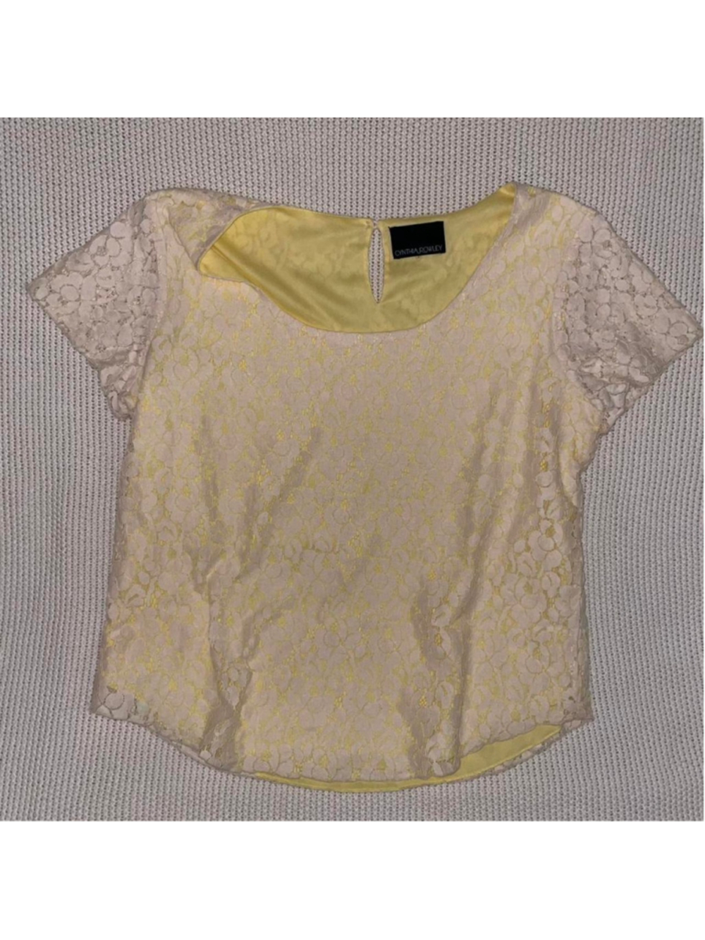 Cynthia Rowley Women's Lace Blouse -white and Yellow